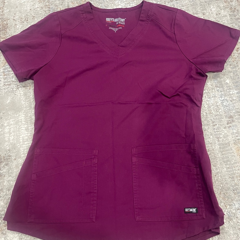 Grey's Anatomy Women's V-Neck Plum Scrub Top